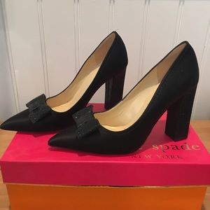 Kate Spade Leena Black Satin / Starlight - Size 6